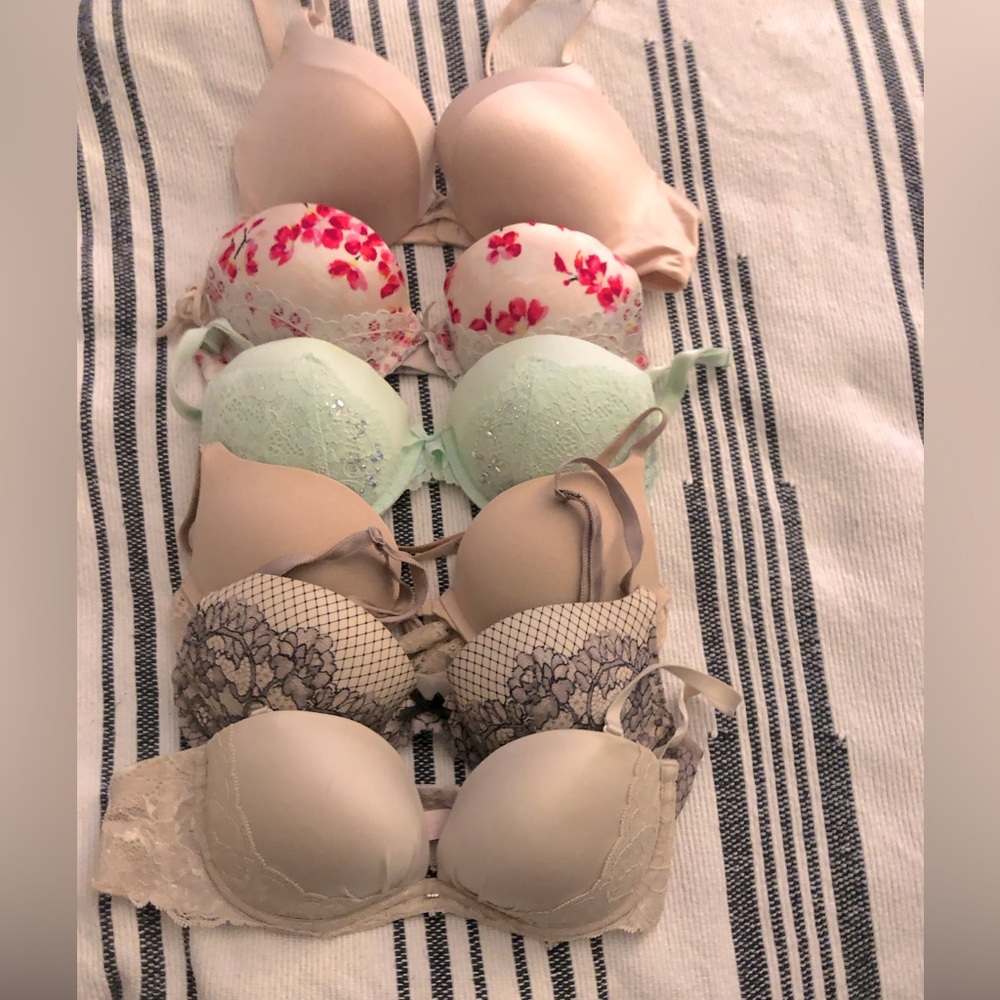 Set of 6 Victorias Secret push up bras 34B